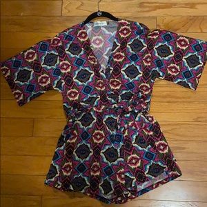 Veronica M Multi-colored Romper with Pockets